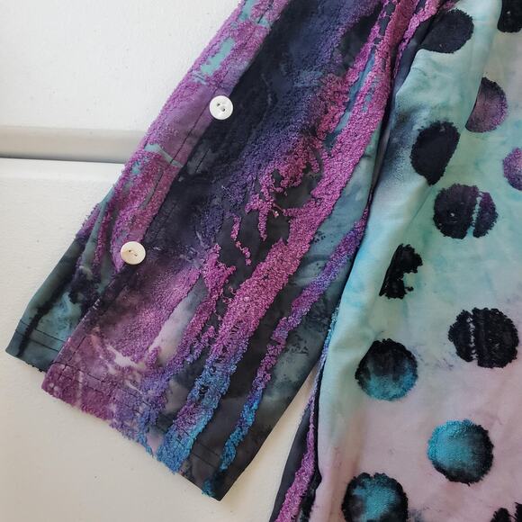 Creation Shirt Womens 2X Multicolor Abstract Tunic 3/4 Sleeve Button Detail - Picture 5 of 8